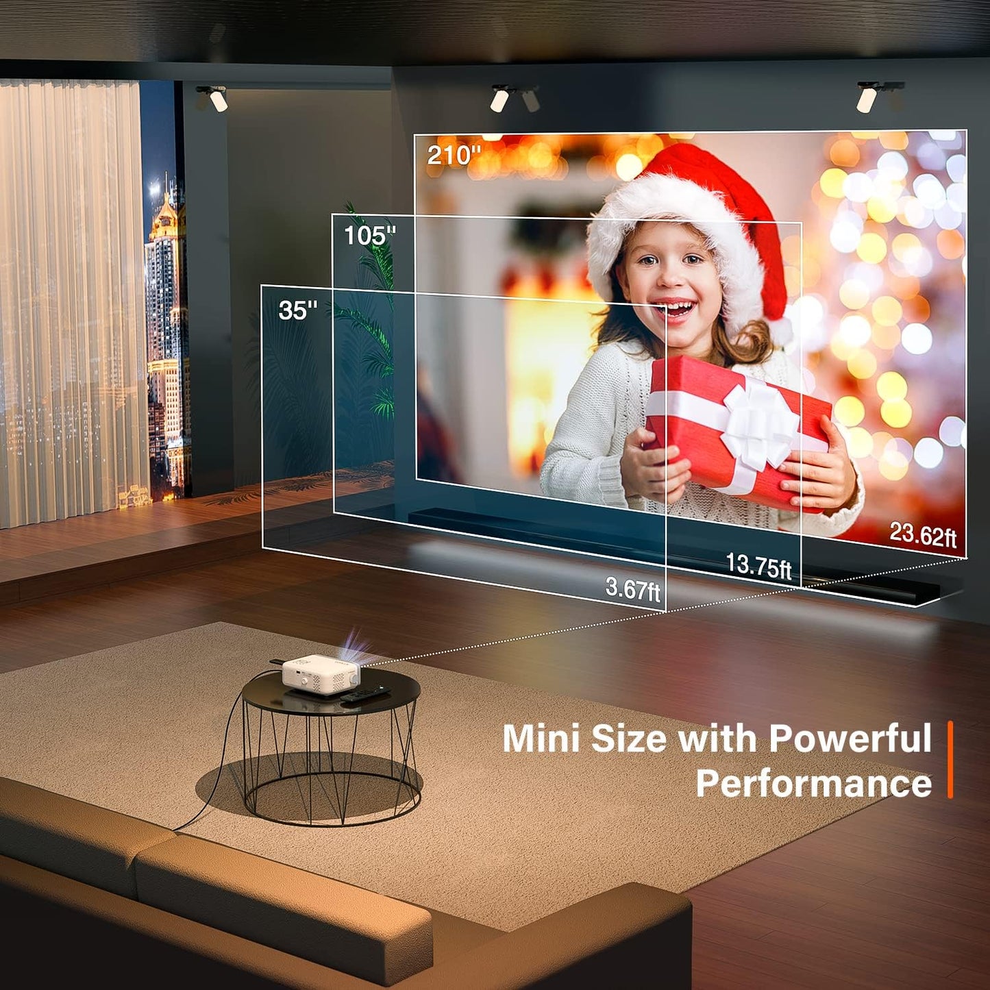 Mini Projektorius, VOPLLS, 12000L Šviesumo, Full HD 1080P